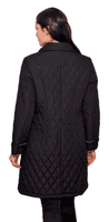 Womens Quilted Check Detail Black Coat db107